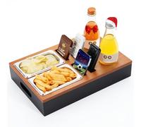 Kssiaz Bar per Divano, Vassoio in Legno da Divano, Organizer per Divano sul Tavolino, Contenitore da Divano con 2 Vassoi Snack in Acciaio Inox e Portabevande, Couch Bar per Soggiorno, Ristorante, Ecc.