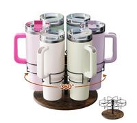 Kssiaz Portatazze Stanley, Supporto Girevole per Tazze Stanley da 1200ml, Organizer per Tazze da Banco, Organizzatore di Tazze per Cucina, Marrone Vintage