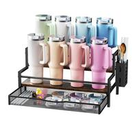 Kssiaz Portatzza per Stanley Borraccia, Organizzatore per Stanley Borraccia a 2 Livelli per 8 Tazze, Organizzatore di Tazza con Cassetto, Espositore per Tazze da Cucina per Conservare, Marrone
