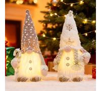 Kssvzz 2 Gnomi Natalizi Illuminati con Luce, Decorazioni Natalizie | Addobbi Natalizi per la Casa e da Esterno, Gnomi Svedesi con Cappello, Elfo Natalizio per Decorazione Interna