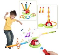 Kssvzz 3 in 1 Giochi da Esterno, Giocattolo a Razzo, Gioco Lancio Anelli, Musical Jump Challenge Fitness Gioco Famiglia Giochi di Natale All'aperto per Bambini di 3 4 5 6 7 8 9 Anni