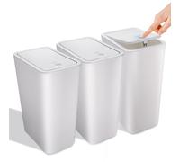 Kssvzz 3 Pezzi Pattumiera Bagno con Coperchio, 10L Cestino Spazzatura Diverse Colorazioni, Bidoncino Bagno Realizzata in Plastica di Alta Qualità, 22x16x33cm (Bianco)