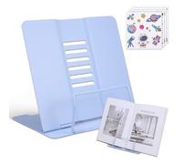 Kssvzz Leggio per Libri Metallo, Leggio da Tavolo per Libri con 6 Altezze Regolabile, Supporto per Libri Multifunzionale per Cuochi Ricette iPad, Blu