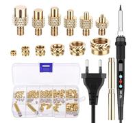 Kssvzz Set di Inserti Filettati con 80W LED Temperatura Regolabile Punte Saldatura, 130 Pezzi M2/M3/M4/M5/M6/M8 Rivetti Filettati, 8 Pezzi Punte per Saldatura per Inserto Filettato, Per Stampa 3D