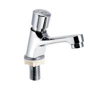 KSTE Rubinetto Bagno Lavabo Singolo a Chiusura Automatica, Miscelatore Moderno Cromato Con Risparmio Idrico