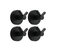 KSTYLE Ganci per Accappatoio a Doppia Punta, Acciaio Inossidabile Gancio Nero sulla Parete Appendiabiti da Bagno Appendiabiti Appendiabiti Camera da Letto Ganci per Porta,4PS