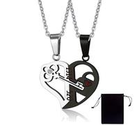 KSUKTSW 1 Coppia Collana di Coppia a Forma di Cuore, Collana di Coppia Key Patchwork, Regalo Romantico per Coppia Lui Lei Fidanzato Fidanzata, Regalo per San Valentino, Anniversario e Natale