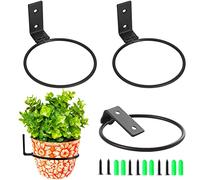 Ksvaye 3 Pezzi 6 Pollici Supporto da Parete per Vasi di Fiori Staffa Anello Vaso di Fiori Pieghevole Nero Anelli Portavasi da Parete in Ferro con Vite per Giardino/Casa/Balcone/Esterno