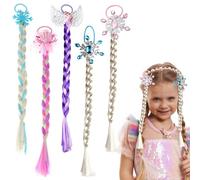 Ksvaye 5 Pezzi Treccia Finta Capelli Intrecciata Principessa Parrucche Extension Treccine con Fascia Elastica Colorati Trecce Ciocche Colorate per Capelli Elsa Frozen Bambina Costume Cosplay (45 cm)
