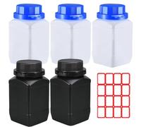 Ksvaye 5 x 500ml Bottiglia a Bocca Larga con Tappi a Vite, Flacone per Sostanze Chimiche con 16 Etichette, Boccette Chimiche in HDPE per Laboratorio, Cucina o Hobby (3 X Bianco + 2 X Nero)