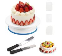 Ksvaye 6Pezzi Kit Piatto Girevole per Torte con Raschietto Pasticceria, Pettine per Torte, Kit Pasticceria Professionale, Piatto Rotante per Torte per Fare Torte, Cottura al Forno, 28cm
