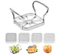 Ksvaye Taglia Patate Fritte, 5 in 1 Taglia Mele in Acciaio Inossidabile Taglia Frutta Affetta Patate a Bastoncino Taglia Verdure Manuale Tagliapatate per Patate Fritte Carote Cetrioli (Argento)
