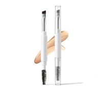 Ksvsonrvi 2 pennelli per sopracciglia con tappo, applicatore professionale a doppia estremità angolato per modellare e riempire sopracciglia, ciglia e eyeliner, bianco
