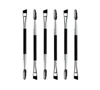 Ksvsonrvi 6 pennelli professionali per sopracciglia, a doppia estremità, angolati e a bobina, colore nero