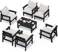 KswyyuwxgqI Set di mobili da giardino componibile da 7 pezzi, divano componibile con struttura simile al legno, per tutte le stagioni, divano con cuscini per terrazza, cortile, giardino, salotto