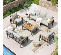 KswyyuwxgqI Set di mobili da patio a 7 posti, divano componibile da esterno oversize con cuscini spessi lavabili, tavolino da caffè e copertura impermeabile, set di conversazione per veranda, balcone