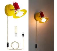ksxnkhk Applique da Parete con Spina, Lampada da Parete per Interni a LED Girevole Vintage, Testa Regolabile a 355°, luci da Parete rustiche, Lampada da Parete Senza Bisogno di elettricist