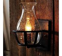 ksxnkhk Applique da Parete Europea, Stile Rustico Americano, Stile Country, con Candela, lampadario, Paralume in Vetro Unico, Nero -