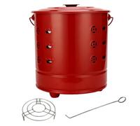 ksxnkhk Barili per Bruciare rifiuti all'Esterno, barile con Manico e Gancio antincendio, Gabbia per Foglie, Carta, Legno, Acciaio Inossidabile, Resistente al Calore, 27 * 27 * 29 cm, Rosso, FG
