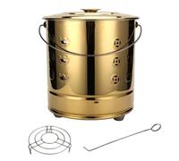 ksxnkhk Barili per Bruciare rifiuti all'Esterno, barile con Manico e Gancio per Fuoco, Gabbia per Foglie, Carta, Legno, Acciaio Inossidabile, Resistente al Calore, 27 * 27 * 29 cm, Oro, FGUGAD
