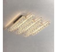 ksxnkhk Grande lampadario di Cristallo a LED per Soggiorno, plafoniera dimmerabile da soffitto, Moderna Lampada da soffitto lineare cromata per Sala da Pranzo, Camera da Letto, Cucina, Cor