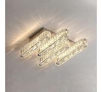 ksxnkhk Grande lampadario di Cristallo a LED per Soggiorno, plafoniera dimmerabile da soffitto, Moderna Lampada da soffitto lineare cromata per Sala da Pranzo, Camera da Letto, Cucina, Cor