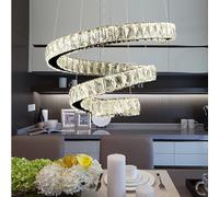 ksxnkhk Grande lampadario di Cristallo per soffitti Alti, Moderno lampadario a Spirale Rotondo a LED Regolabile, Grande Lampada a Sospensione per corridoio Lungo, Scala, Ingresso, soggiorn