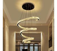 ksxnkhk Grande lampadario di Cristallo per soffitti Alti, Moderno lampadario a Spirale Rotondo a LED Regolabile, Grande Lampada a Sospensione per corridoio Lungo, Scala, Ingresso, soggiorn