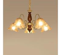 ksxnkhk Grande lampadario Dorato di metà secolo, lampadario Floreale in Legno da Fattoria, lampadari a Sospensione rustici, Lampada da soffitto Vintage Antica da Appendere al Tavolo da Pra