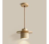 ksxnkhk Lampada a Sospensione in Pietra Wabi Sabi, Stile Giapponese, Lampada a Sospensione in travertino Giallo, Lampada da Cucina in Legno Regolabile, Mini Lampada a Sospensione in Pietra