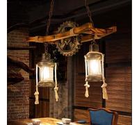 ksxnkhk Lampada a Sospensione in Stile Rustico da Fattoria con Trave in Legno, Lampada a Sospensione in Stile Industriale per Sala da Pranzo, Bar e Soggiorno