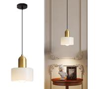 ksxnkhk Lampada a Sospensione in Vetro Verde, Moderna di metà secolo, Lampada a Sospensione a Cilindro, Piccola Lampada a Sospensione in Vetro latteo, lampadario Vintage Nordico per Camera