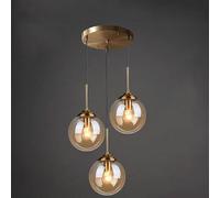 ksxnkhk Lampada a Sospensione in Vetro Vintage Industriale - Lampadario in Ottone a 3 luci. Gruppo di lampade a Sospensione con plafoniera E27.