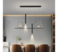 ksxnkhk Lampada da soffitto a LED dimmerabile con Telecomando, lampadario ad Altezza Regolabile per Sala da Pranzo, Moderna Lampada a Sospensione in Acrilico Nero, Elegante apparecchio di