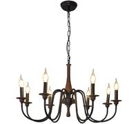 ksxnkhk Lampadari a Sospensione in Legno Scuro, Stile Country Francese, di metà secolo, con Candela Nera, per Camera da Letto, Lampada a Sospensione Rustica Vintage da Fattoria, per Sala d