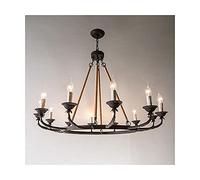 ksxnkhk Lampadari da Fattoria per Sala da Pranzo, lampadario a Forma di Ruota di carro in Metallo e Legno, luci Rotonde Vintage, apparecchio di Illuminazione per Soggiorno - Marrone 110x85