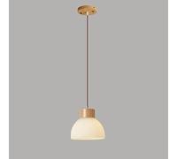 ksxnkhk Lampadari da soffitto in Vetro opalino Bianco, in Legno, Stile Fattoria, Lampada da soffitto a Sospensione, in Vetro Smerigliato Bianco, Lampada Singola per Sala da Pranzo e Cucina