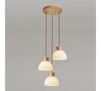 ksxnkhk Lampadari da soffitto in Vetro opalino Bianco, in Legno, Stile Fattoria, Lampada da soffitto a Sospensione, in Vetro Smerigliato Bianco, Lampada Singola per Sala da Pranzo e Cucina