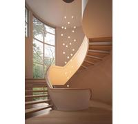 ksxnkhk Lampadari Moderni in Cristallo per Scale, compatibili con luci a Sospensione a Sfera con Gocce di Pioggia e soffitti Alti, lampadario a chiocciola per Scale a 36 luci, illuminazion