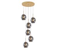 ksxnkhk Lampadario a Globo in Vetro Regolabile da 150 cm con 6 luci a Goccia, Lampada da soffitto sospesa in Stile Nordico E27 per la Decorazione delle Scale, Elegante Design in Vetro soff
