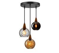 ksxnkhk Lampadario a Sospensione a 3 luci Lungo/Disco per Sala da Pranzo, lampadario a Globo in Vetro soffiato a Mano, Altezza Regolabile da 120 cm, Lampadina E27, Lampada da soffi