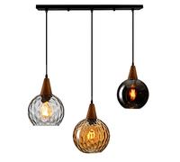 ksxnkhk Lampadario a Sospensione a 3 luci Lungo/Disco per Sala da Pranzo, lampadario a Globo in Vetro soffiato a Mano, Altezza Regolabile da 120 cm, Lampadina E27, Lampada da soffi
