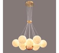 ksxnkhk Lampadario a Sospensione Bianco Latte Rotondo a grappolo con Decorazione a Bolle, Compatibile con la Sala da Pranzo, lampadario a Sospensione con Stampa 3D a Forma di Luna e Pianet