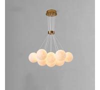ksxnkhk Lampadario a Sospensione Bianco Latte Rotondo a grappolo con Decorazione a Bolle, Compatibile con la Sala da Pranzo, lampadario a Sospensione con Stampa 3D a Forma di Luna e Pianet