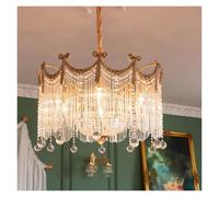ksxnkhk Lampadario a Sospensione in Cristallo di Rame Francese retrò Europeo - Elegante Lampada da soffitto per Villa, Soggiorno, Sala da Pranzo e Camera da Letto - Splendida Lampada Decor