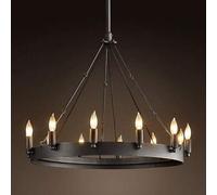 ksxnkhk Lampadario a Sospensione in Ferro battuto a 12 luci, con Barra portacandele in Metallo Verniciato, Stile retrò, E14