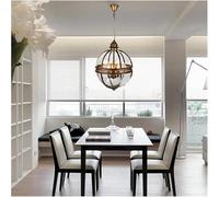 ksxnkhk Lampadario a Sospensione Vintage in Ferro, Vetro, Bronzo e Nero, a Forma di Globo, per Foyer, con luci a Sospensione, Diametro 42 cm, Luce Calda.