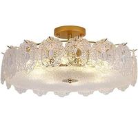 ksxnkhk Lampadario a Tamburo di Cristallo a Goccia LED con Illuminazione Semi-incassata per Sala da Pranzo, Bagno, Camera da Letto, Soggiorno