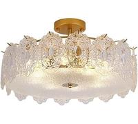 ksxnkhk Lampadario a Tamburo di Cristallo a Goccia LED con Illuminazione Semi-incassata per Sala da Pranzo, Bagno, Camera da Letto, Soggiorno