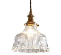 ksxnkhk Lampadario, Base a 1 Luce, Lampada a Sospensione retrò, portalampada in Ottone, Paralume in Vetro, lampadario Regolabile, Lampada a Sospensione da soffitto, apparecchio di Illumina